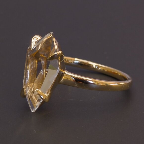 Alexis Bittar 14K Yellow Gold Rock Crystal “Kite” Ring Size 7 - Picture 3 of 9